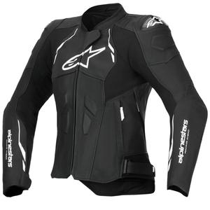 Giacca da moto in pelle da donna Alpinestars Stella Dusk nera-bianca