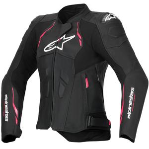 Giacca da moto in pelle da donna Alpinestars Stella Dusk nera-rosa-bianca