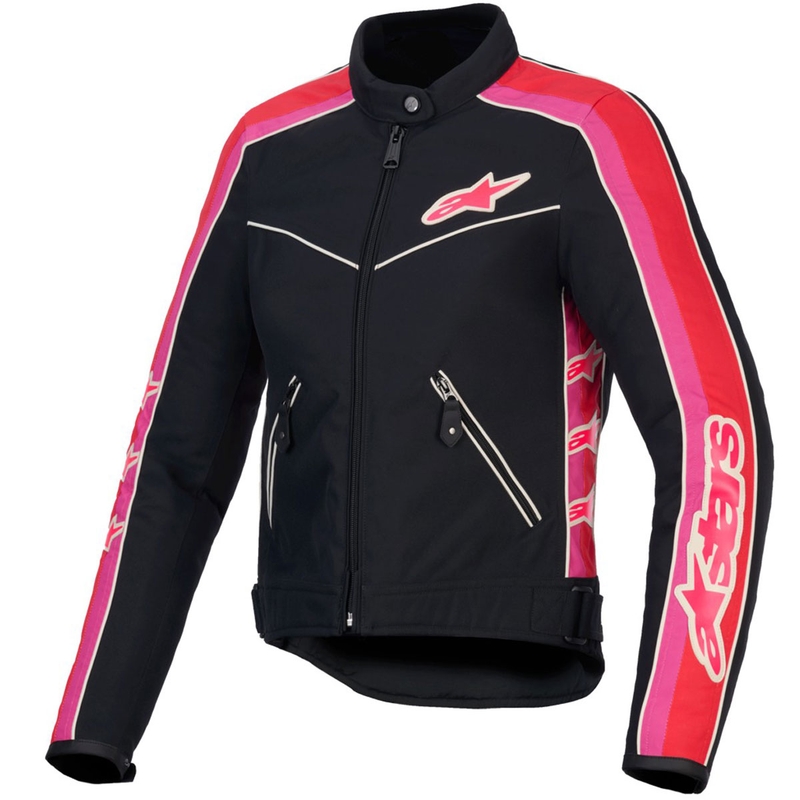 Alpinestars Stella T-Dyno Giacca da moto da donna resistente all'acqua Nero-Rosso-Rosa