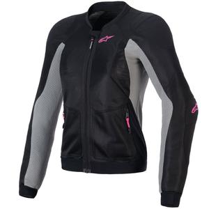 Giacca da moto da donna Alpinestars STELLA TROOP-AIR nera-grigia-rosa fluo