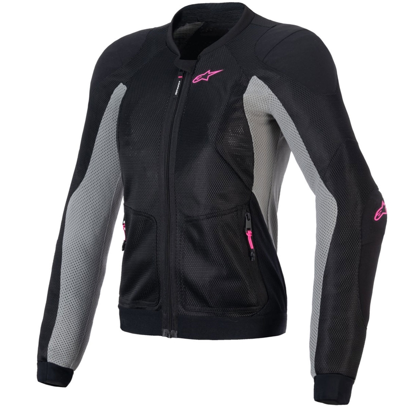 Giacca da moto da donna Alpinestars STELLA TROOP-AIR nera-grigia-rosa fluo