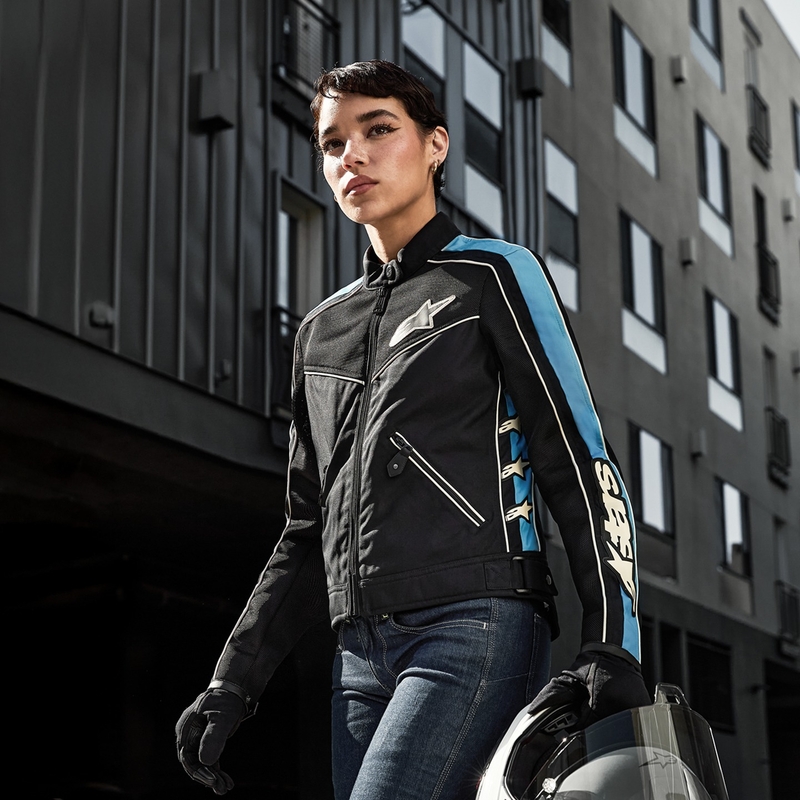 Giacca da moto Alpinestars STELLA T-DYNO AIR da donna nero-azzurro-beige