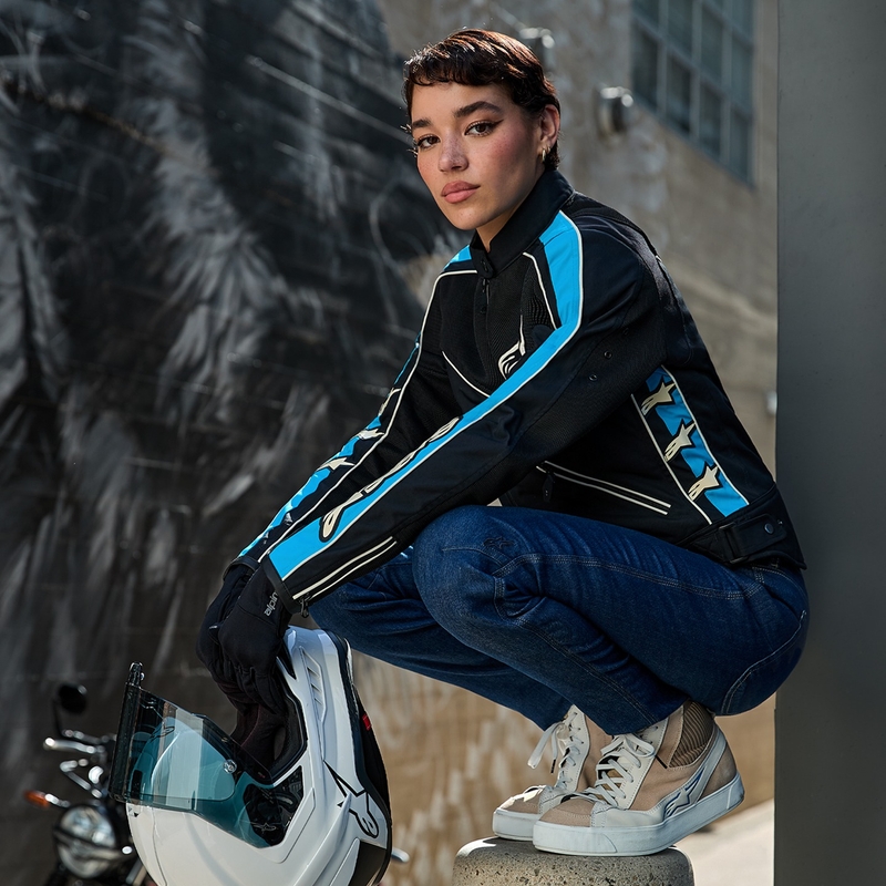 Giacca da moto Alpinestars STELLA T-DYNO AIR da donna nero-azzurro-beige