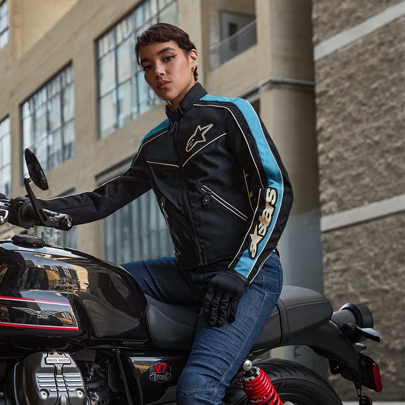Giacca da moto Alpinestars STELLA T-DYNO AIR da donna nero-azzurro-beige