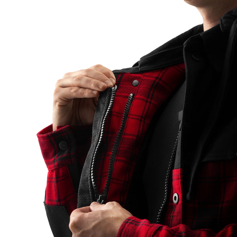 Maglietta da motociclista Rebelhorn Shifter nera-rossa