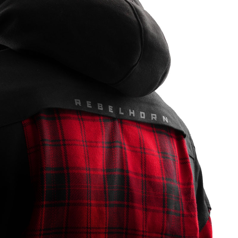 Maglietta da motociclista Rebelhorn Shifter nera-rossa