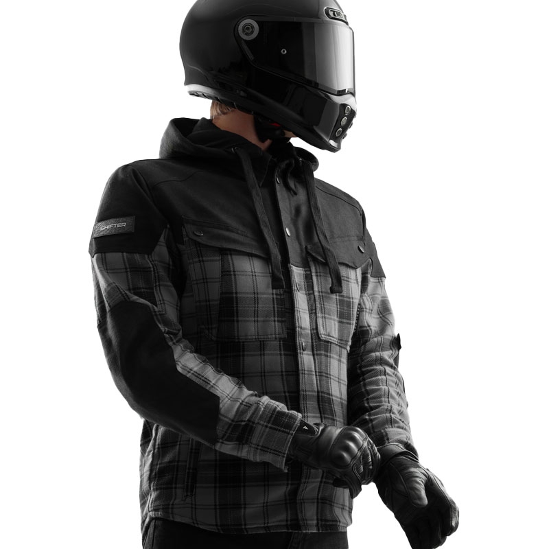Maglietta da motociclista Rebelhorn Shifter nera-grigia