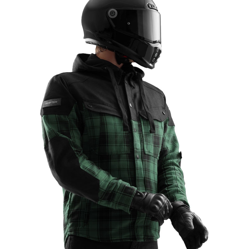 Maglietta da motociclista Rebelhorn Shifter nera-verde