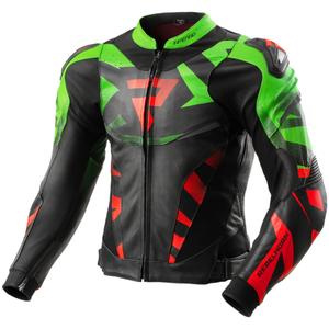 Giacca da motociclista in pelle Rebelhorn Inferno nera-verde-rossa