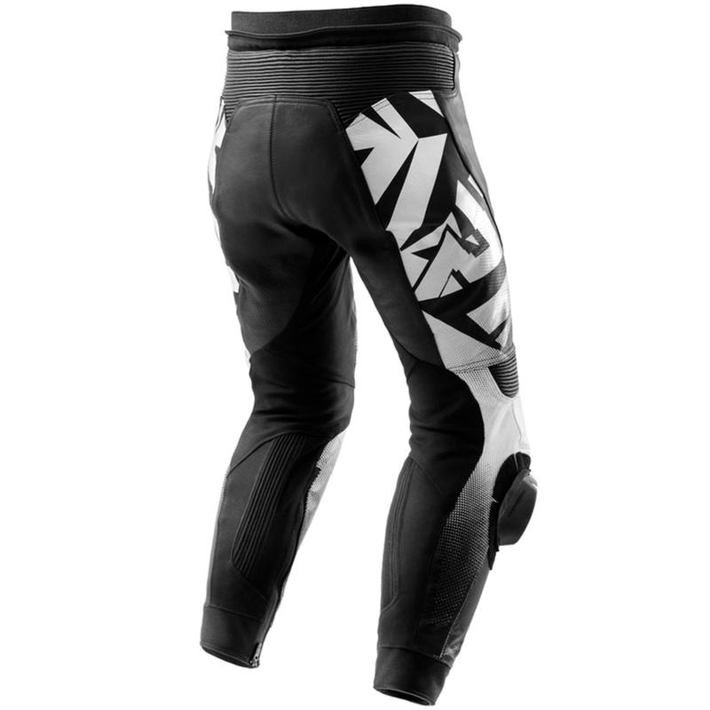 Pantaloni moto in pelle Rebelhorn Inferno bianco e nero
