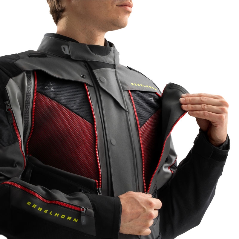 Giacca da moto Rebelhorn Hardy 3.0 antracite-grigio-giallo