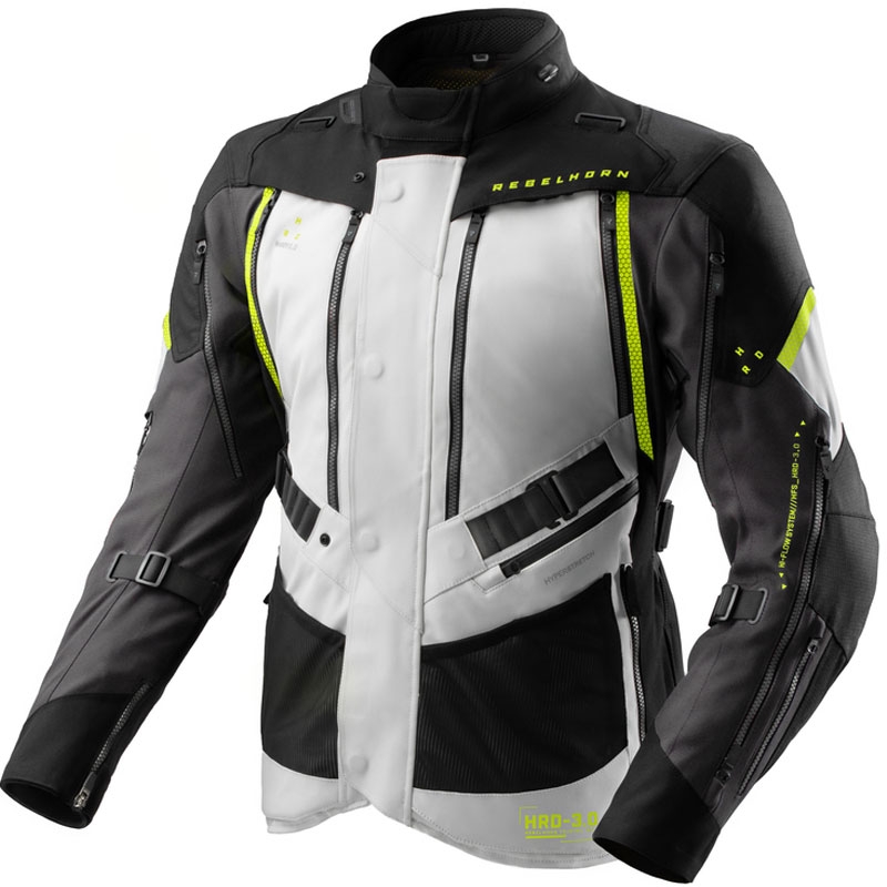 Giacca da moto Rebelhorn Hardy 3.0 nera-grigia-giallo fluo
