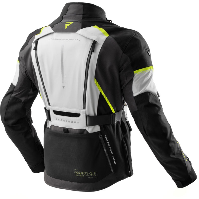 Giacca da moto Rebelhorn Hardy 3.0 nera-grigia-giallo fluo