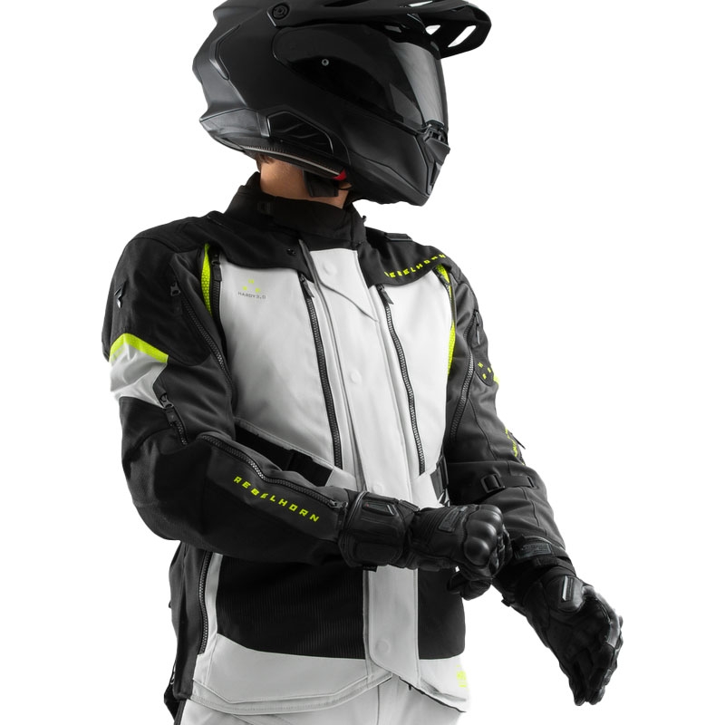 Giacca da moto Rebelhorn Hardy 3.0 nera-grigia-giallo fluo