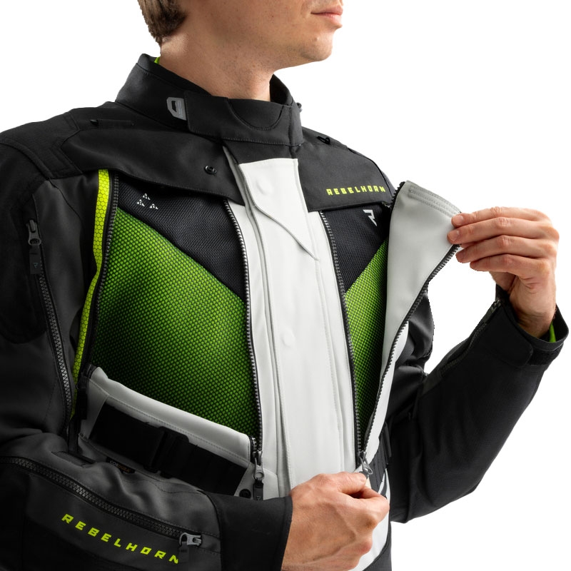 Giacca da moto Rebelhorn Hardy 3.0 nera-grigia-giallo fluo