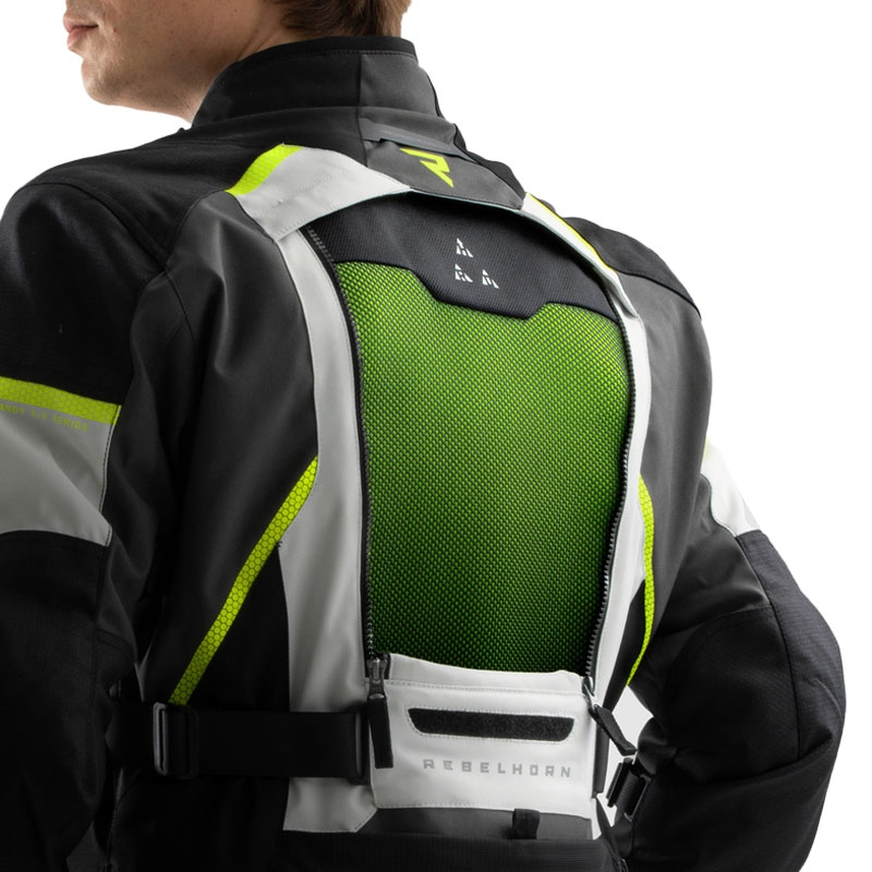 Giacca da moto Rebelhorn Hardy 3.0 nera-grigia-giallo fluo