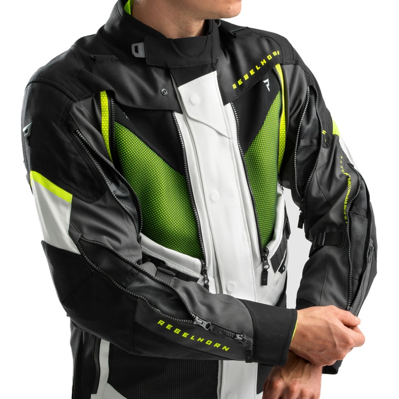 Giacca da moto Rebelhorn Hardy 3.0 nera-grigia-giallo fluo