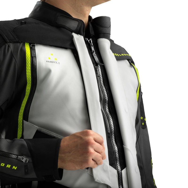 Giacca da moto Rebelhorn Hardy 3.0 nera-grigia-giallo fluo