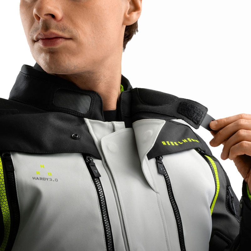 Giacca da moto Rebelhorn Hardy 3.0 nera-grigia-giallo fluo
