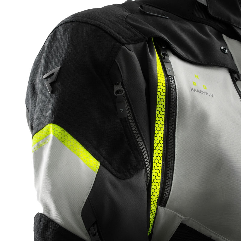 Giacca da moto Rebelhorn Hardy 3.0 nera-grigia-giallo fluo