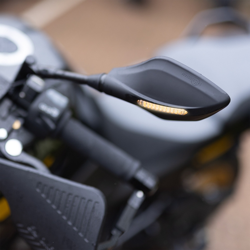 Specchietto retrovisore con indicatore di direzione integrato Oxford Signal nero sinistro