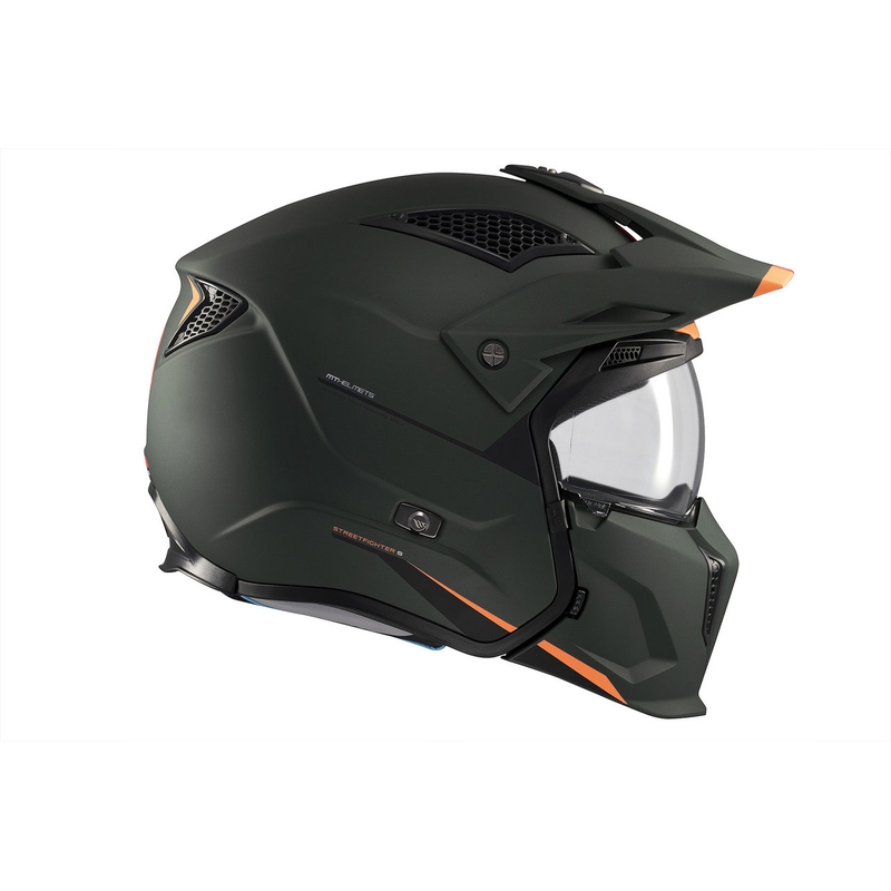 Casco jet con maschera MT Streetfighter SV S Solid A6 verde opaco con visiera iridium