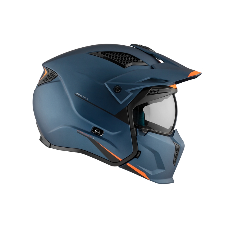 Casco jet con maschera MT Streetfighter SV S Solid A7 blu opaco con visiera iridium