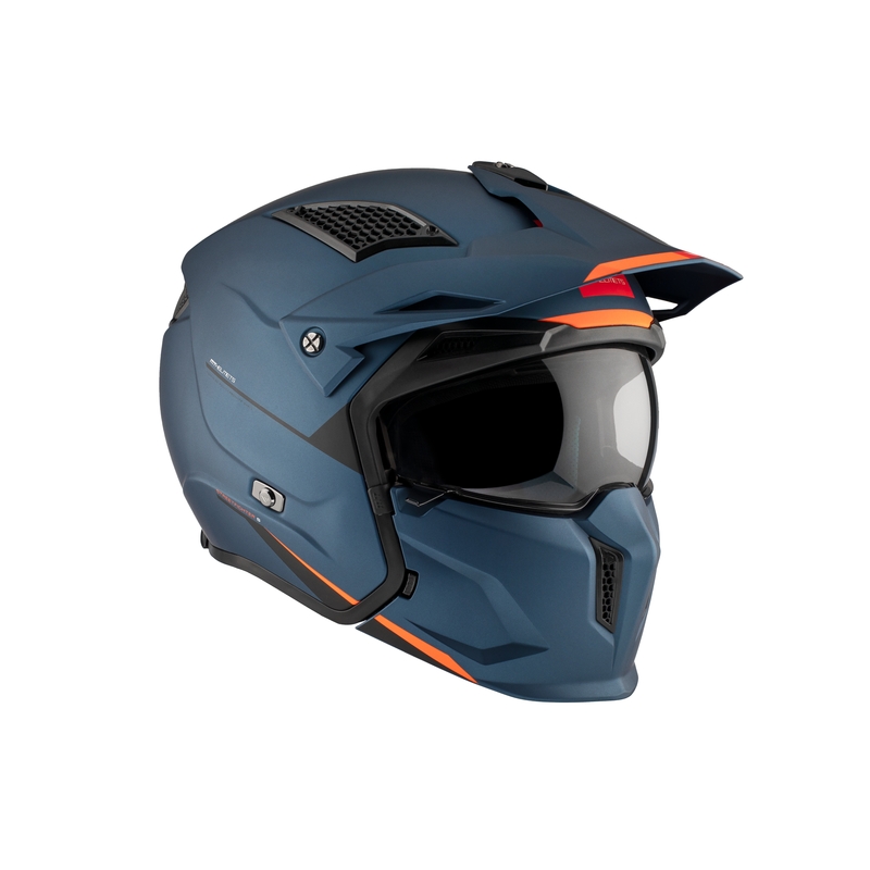 Casco jet con maschera MT Streetfighter SV S Solid A7 blu opaco con visiera iridium