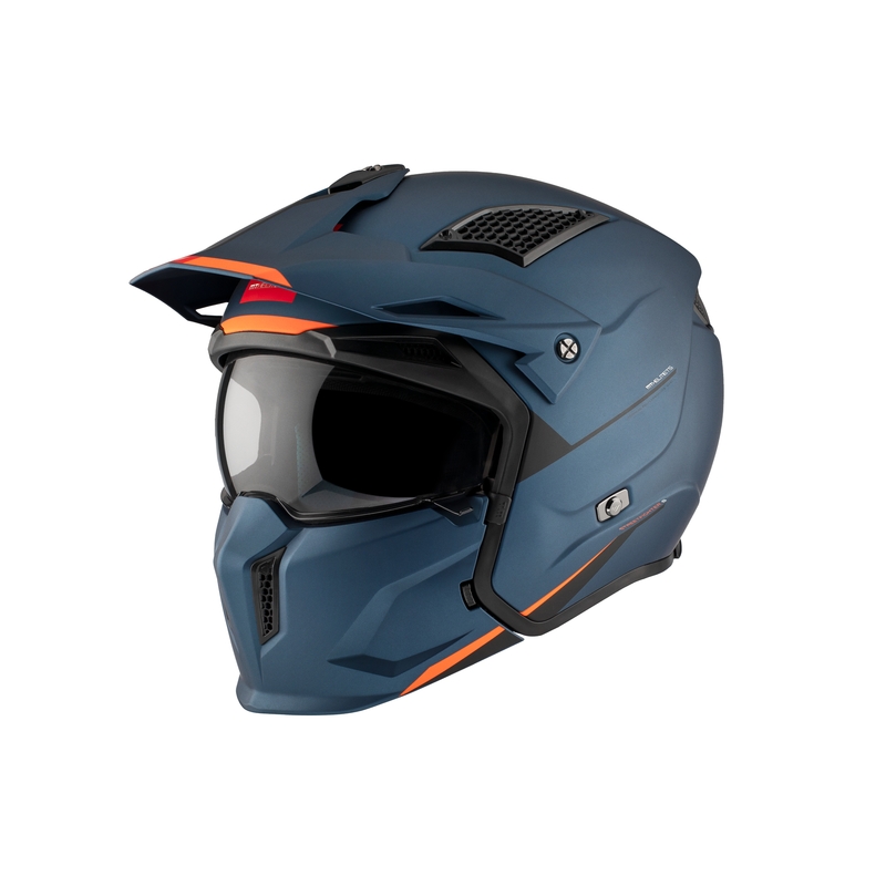 Casco jet con maschera MT Streetfighter SV S Solid A7 blu opaco con visiera iridium