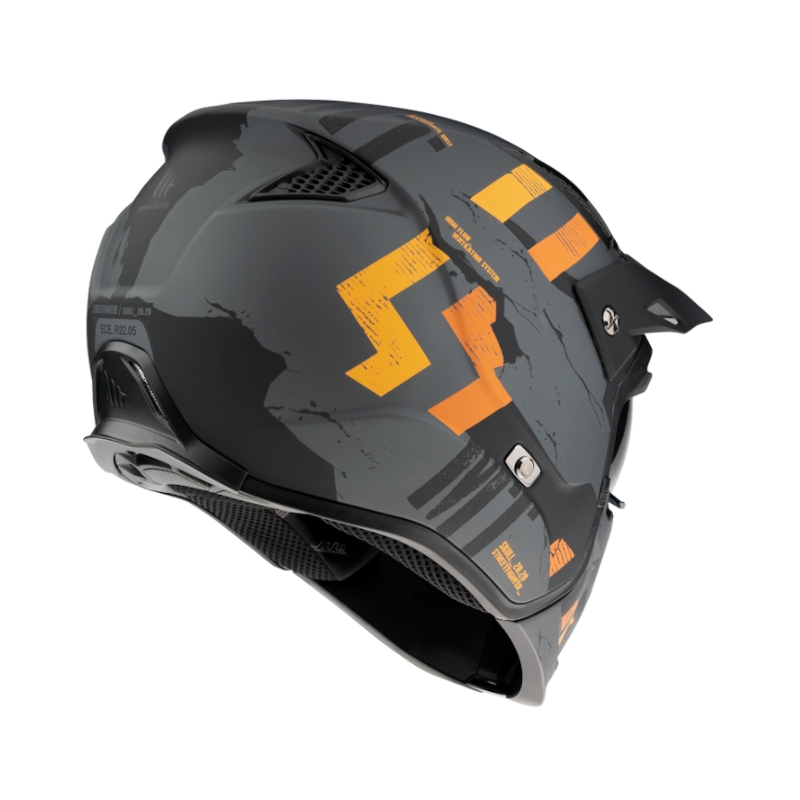Casco jet con maschera MT Streetfighter Skull 2020 grigio-arancio con visiera iridium