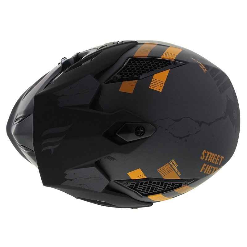 Casco jet con maschera MT Streetfighter SV S Skull A12 grigio-arancio con visiera iridium
