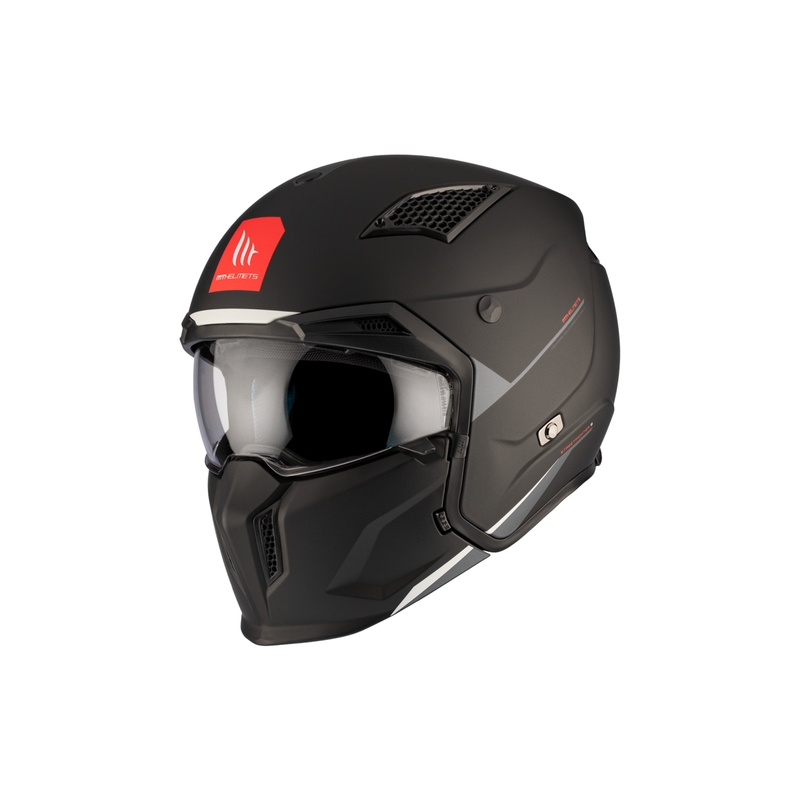 Casco jet con maschera MT Streetfighter SV S Solid A1 nero opaco con visiera iridium