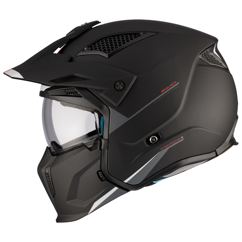 Casco jet con maschera MT Streetfighter SV S Solid A1 nero opaco con visiera iridium