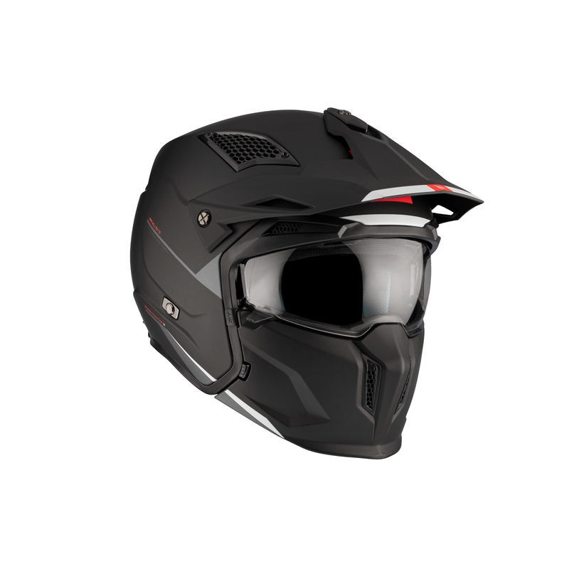 Casco jet con maschera MT Streetfighter SV S Solid A1 nero opaco con visiera iridium