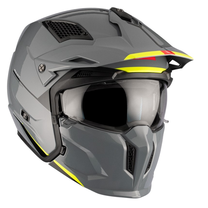 Casco jet con maschera MT Streetfighter SV S Solid A22 grigio lucido con visiera iridium