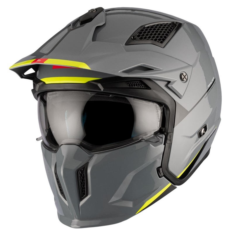 Casco jet con maschera MT Streetfighter SV S Solid A22 grigio lucido con visiera iridium