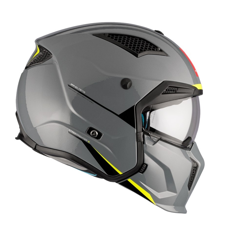 Casco jet con maschera MT Streetfighter SV S Solid A22 grigio lucido con visiera iridium