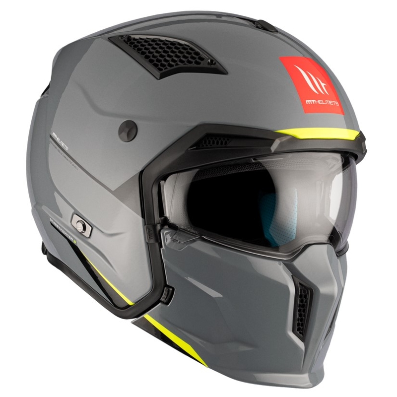 Casco jet con maschera MT Streetfighter SV S Solid A22 grigio lucido con visiera iridium