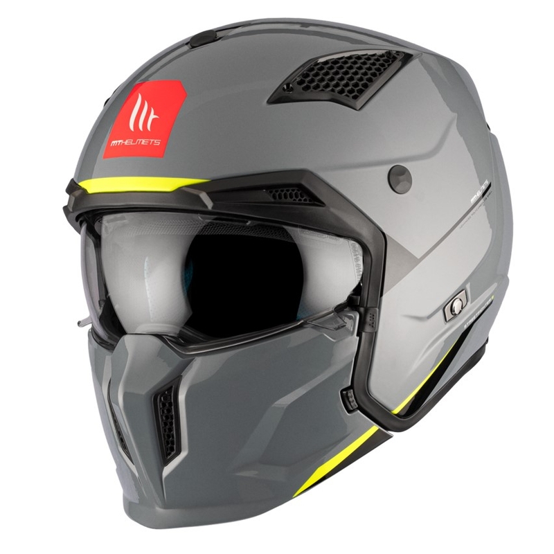 Casco jet con maschera MT Streetfighter SV S Solid A22 grigio lucido con visiera iridium