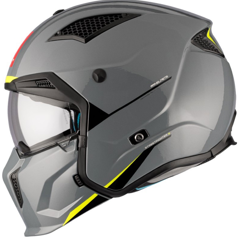 Casco jet con maschera MT Streetfighter SV S Solid A22 grigio lucido con visiera iridium