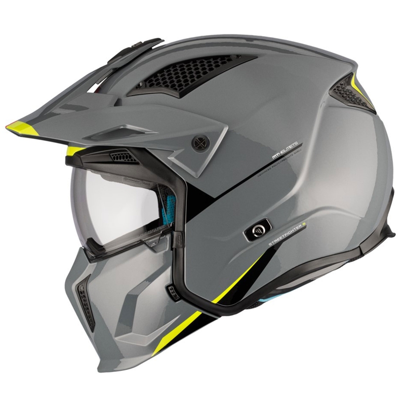 Casco jet con maschera MT Streetfighter SV S Solid A22 grigio lucido con visiera iridium