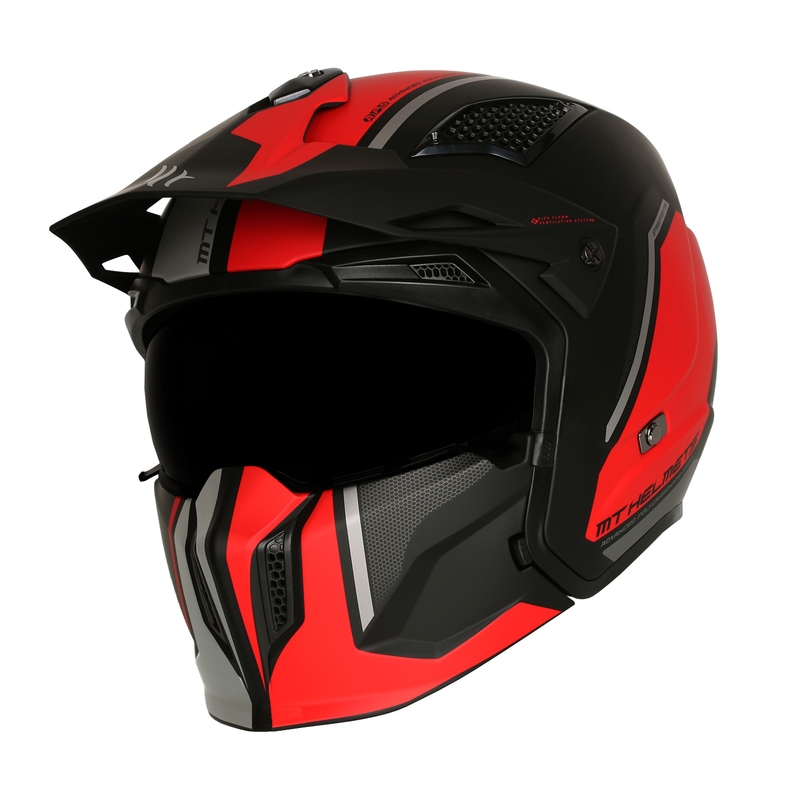 Casco jet con maschera MT Streetfighter SV S TWIN C5 nero-rosso con visiera iridium