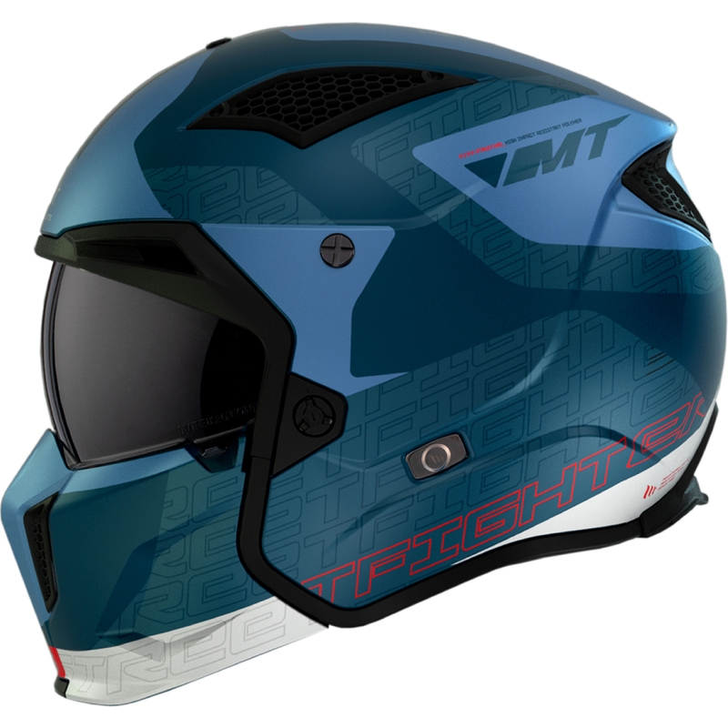 Casco jet con maschera MT Streetfighter SV Totem C17 bianco-blu con visiera iridium