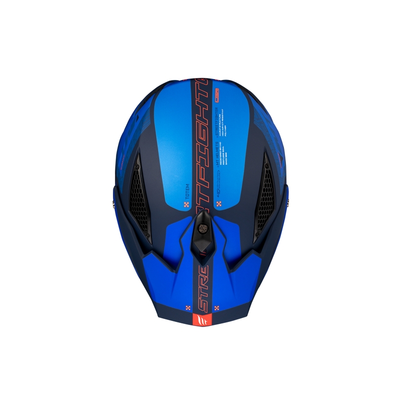 Casco jet con maschera MT Streetfighter SV Totem C17 bianco-blu con visiera iridium