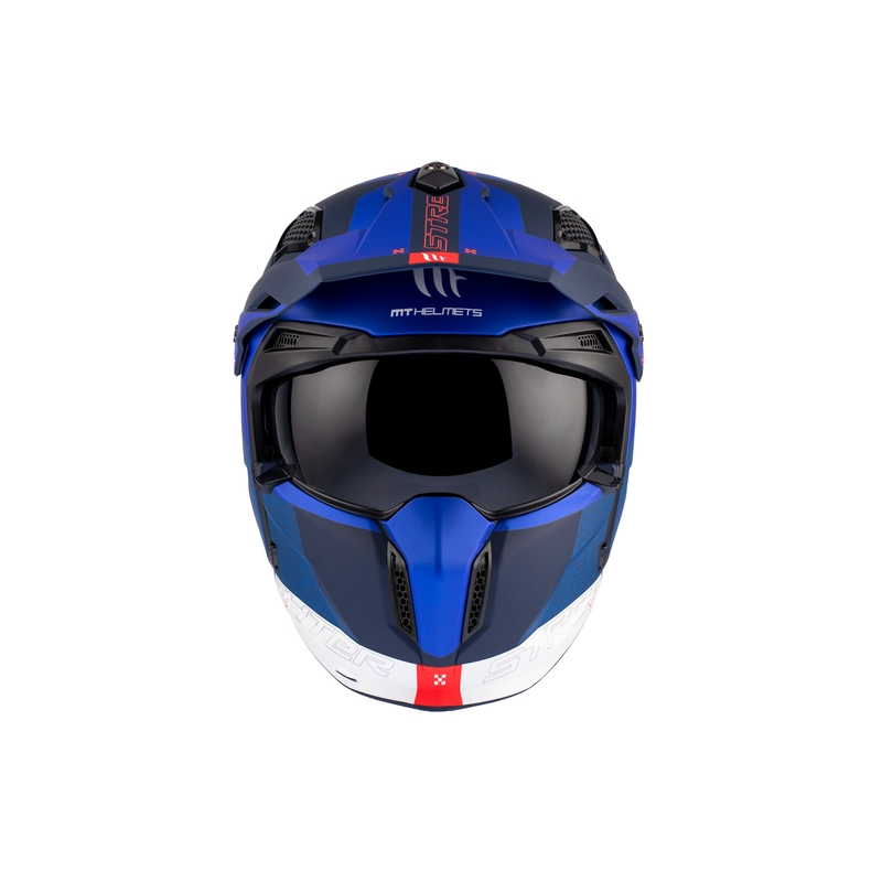 Casco jet con maschera MT Streetfighter SV Totem C17 bianco-blu con visiera iridium