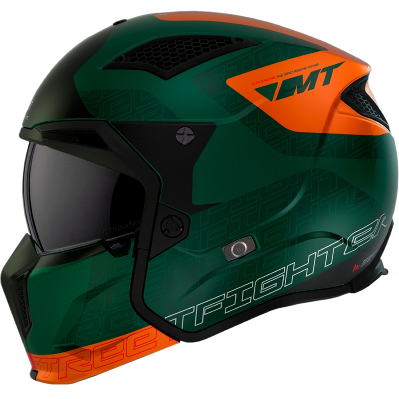 Casco jet con maschera MT Streetfighter SV Totem C6 nero-arancio-verde con plexiglass iridium