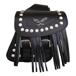 Borse moto in pelle RSA S185B con frange nere