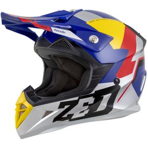 Casco da motocross per bambini ZED X1.9D TENDO blu perla-rosso-giallo-argento