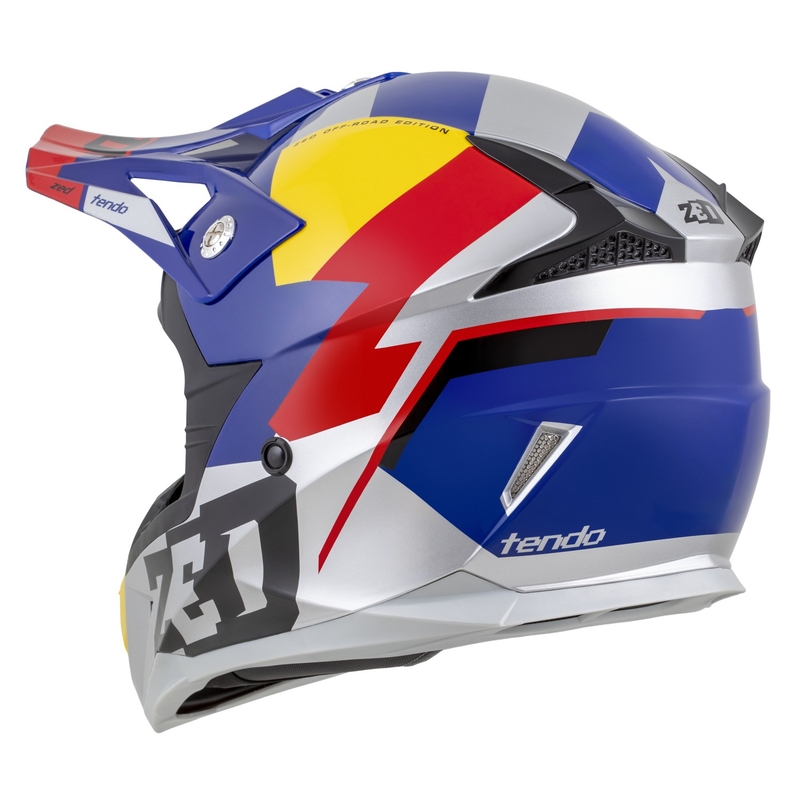 Casco da motocross per bambini ZED X1.9D TENDO blu perla-rosso-giallo-argento