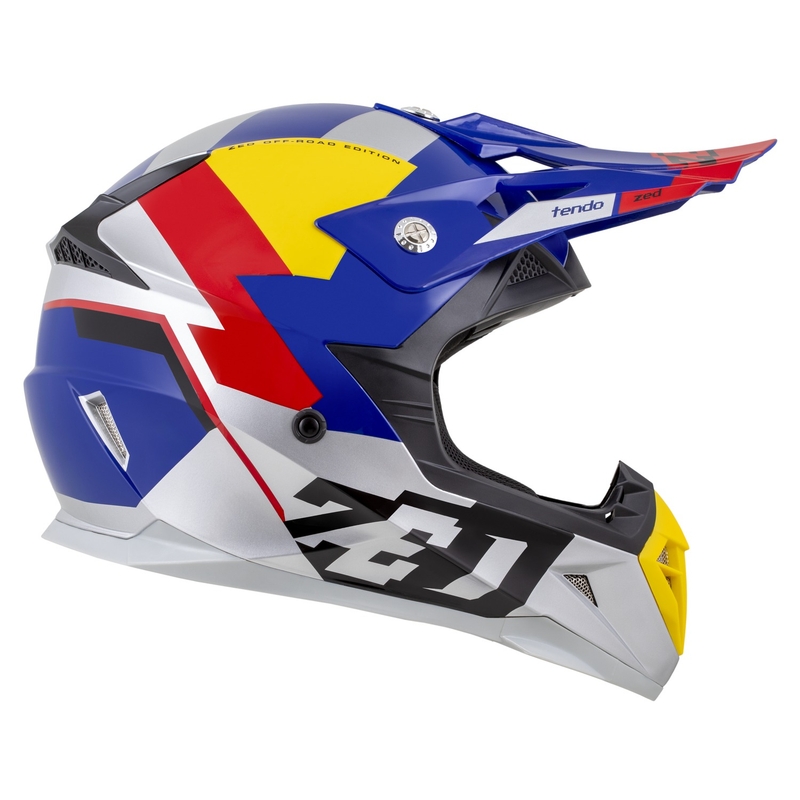 Casco da motocross per bambini ZED X1.9D TENDO blu perla-rosso-giallo-argento